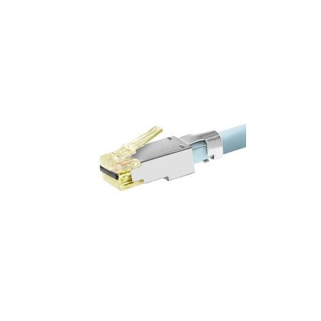 Cable Wholesale Simply45 ProSeries Shielded Cat6a Pass Through RJ45 Crimp Connectors, FPE, Yellow Tint, Hi/Lo S45-1755P